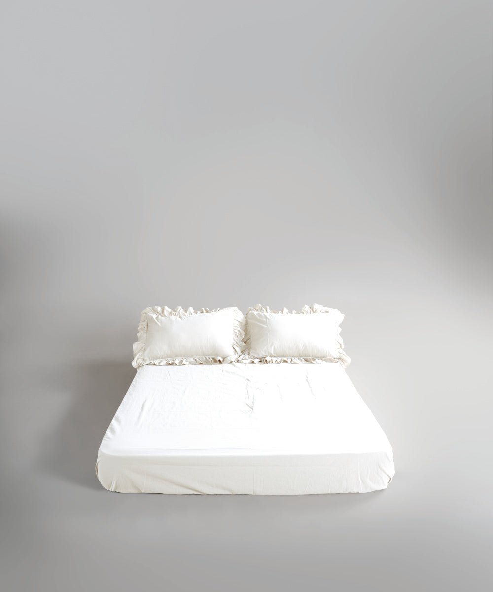 Stonewash Exclusive 100% Soft Cotton Fitted Sheet Set Snow White