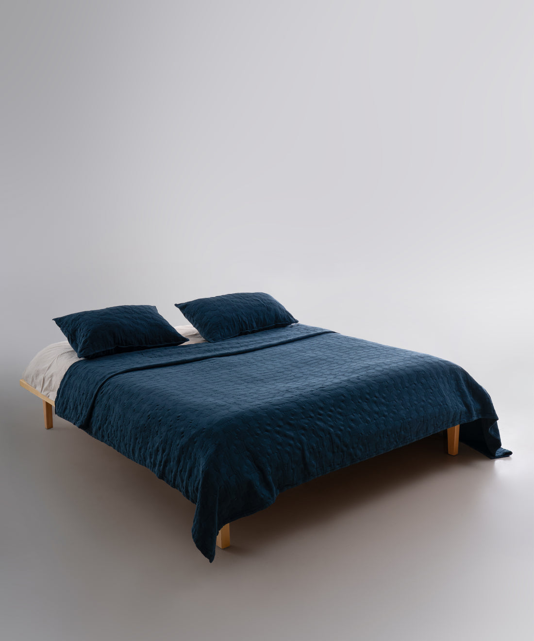 Alphecca 100% Cotton Stonewashed Bedspread Set - Dress Blue