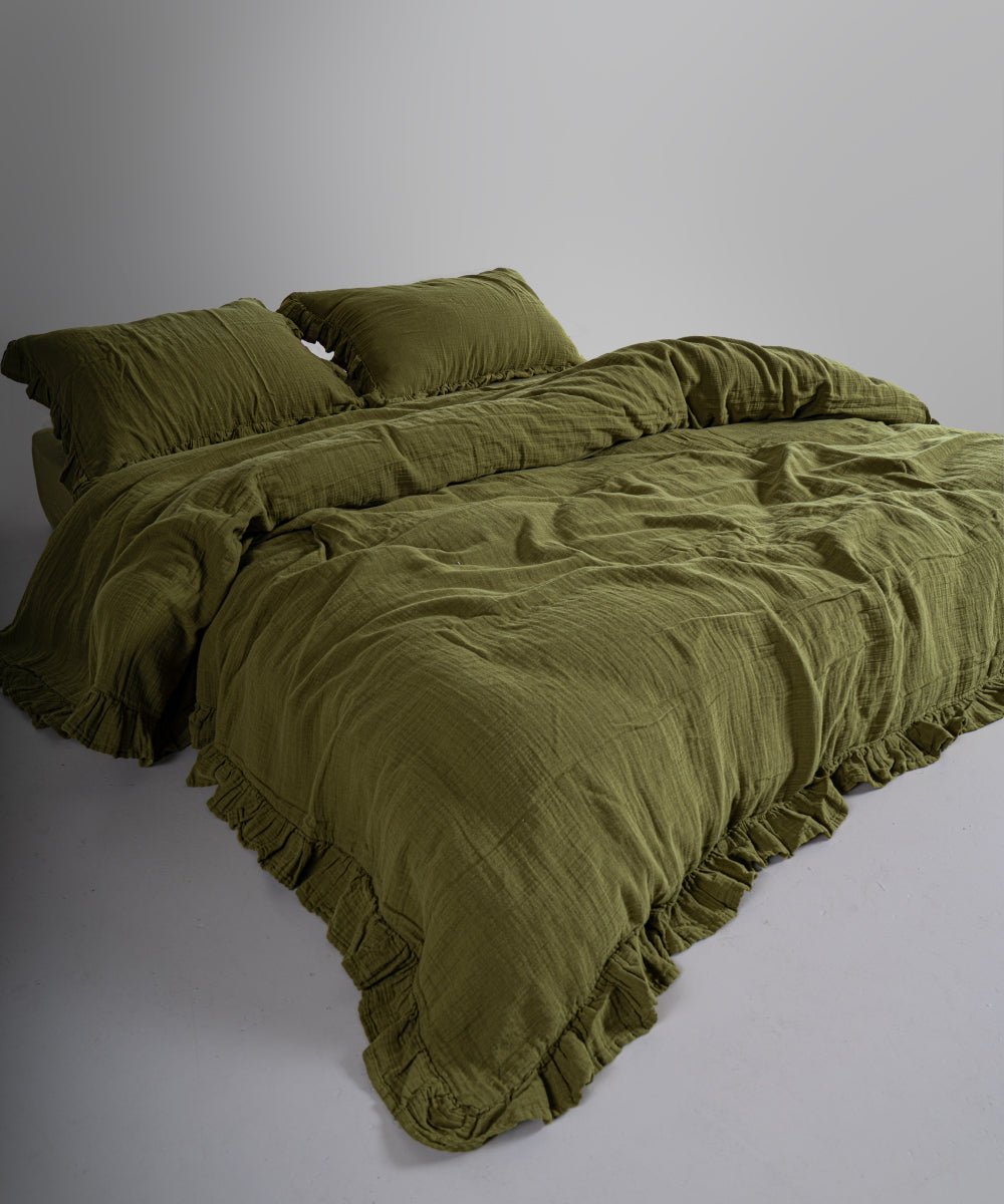 Esse Exclusive 100% Soft Cotton Gauze/Muslin Fitted Sheet Set Olive