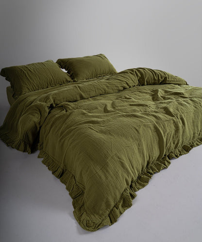 Esse Exclusive 100% Soft Cotton Gauze/Muslin Fitted Sheet Set Olive