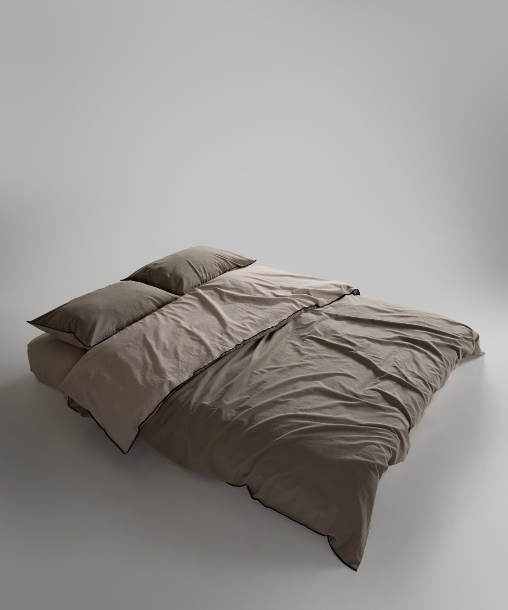 Essualte Stonewashed Reversible 100% Cotton Duvet Cover Set Cap Olive / Med Green