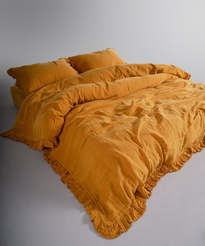 Esse Exclusive 100% Soft Cotton Gauze/Muslin Duvet Cover Set Mustard