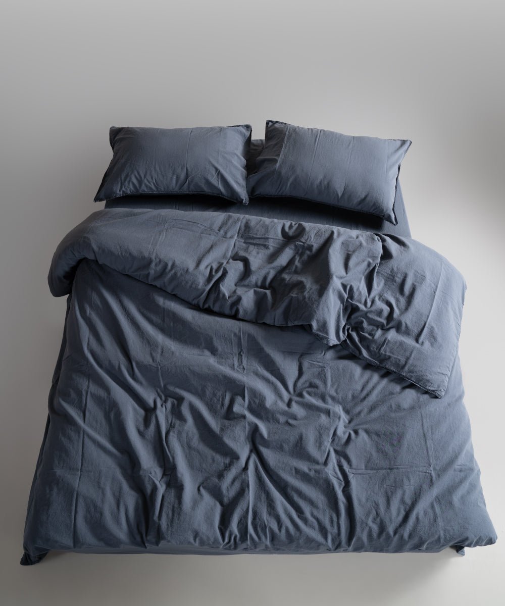 Stonewash 100% Soft Cotton Duvet Cover Set Natural Grey