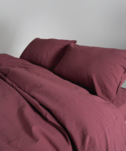 Stonewash 100% Soft Cotton Fitted Sheet Raspberry