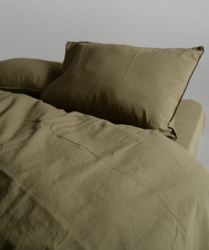 Stonewash 100% Soft Cotton Fitted Sheet Olive