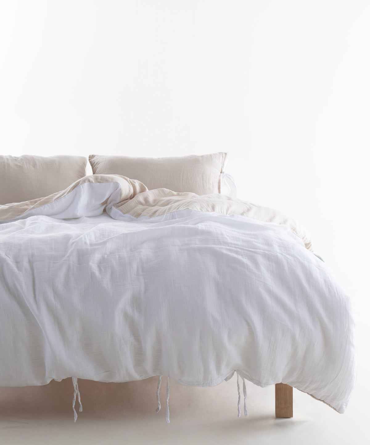 Esse 100% Natural Cotton Gauze-Muslin Duvet Cover Set Reversible Oxfordtan/Snow White