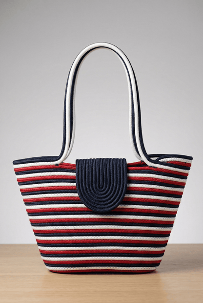 Boho Straw Style Magnetic Closure Natural Shoulder Bag - Tommy