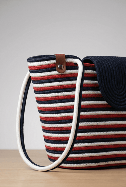 Boho Straw Style Magnetic Closure Natural Shoulder Bag - Tommy