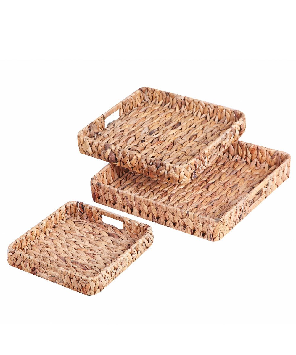 Handwoven Water Hyacinth Tray Square - 3 pcs