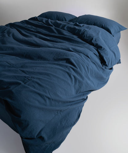 Stonewash 100% Soft Cotton Fitted Sheet Set Dress Blue