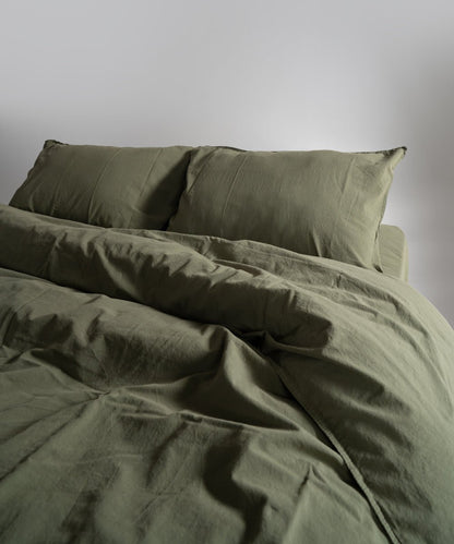 Stonewash 100% Soft Cotton Duvet Cover Set Capulete Olive