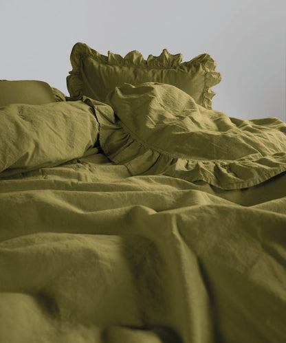 Stonewash Exclusive 100% Soft Cotton Duvet Cover Set Olive