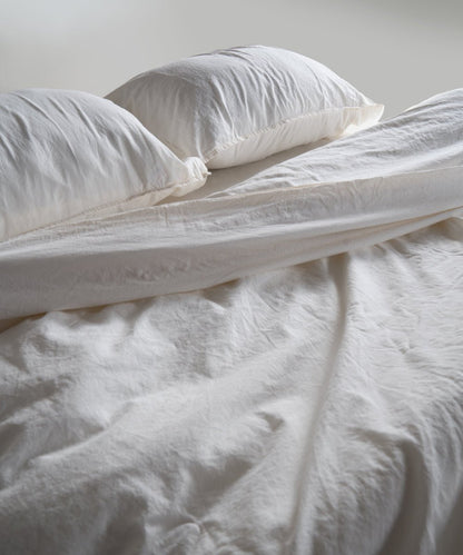 Stonewash 100% Soft Cotton Fitted Sheet Set Snow White
