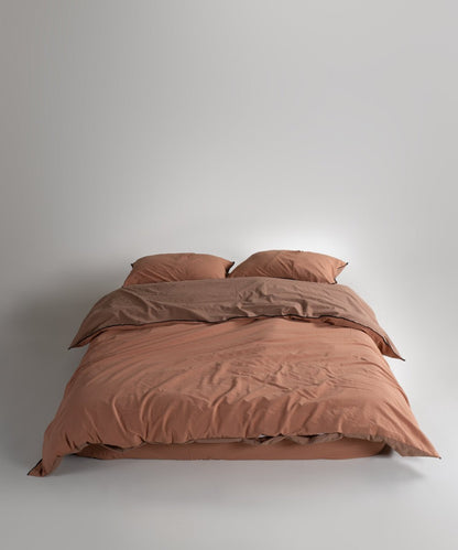 Essualte Stonewashed Reversible 100% Cotton Duvet Cover Set Wood Smoke/Autumn