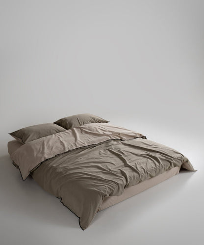 Essualte Stonewashed Reversible 100% Cotton Duvet Cover Set Cap Olive / Med Green