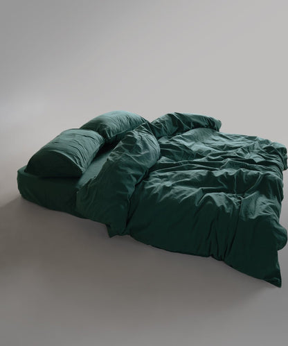 Stonewash 100% Soft Cotton Fitted Sheet Set Dark Green