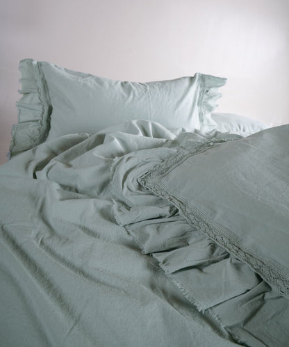 Stonewash 100% Soft Cotton Duvet Cover Set Francesca Mint