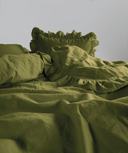 Stonewash Exclusive 100% Soft Cotton Fitted Sheet Set Capulet Olive