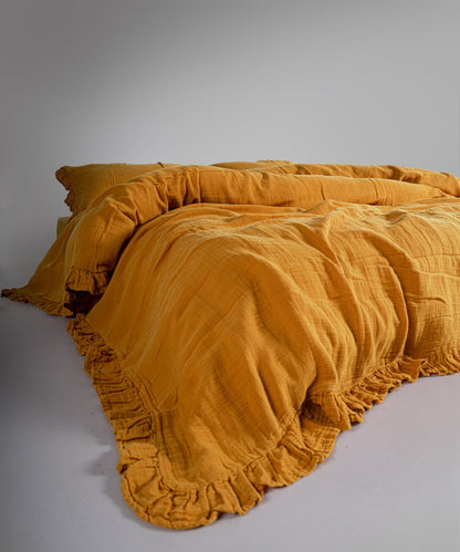 Esse Exclusive 100% Soft Cotton Gauze/Muslin Duvet Cover Set Mustard