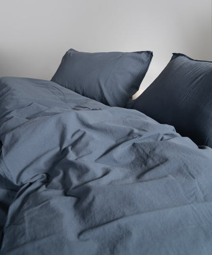 Stonewash 100% Soft Cotton Duvet Cover Set Natural Grey