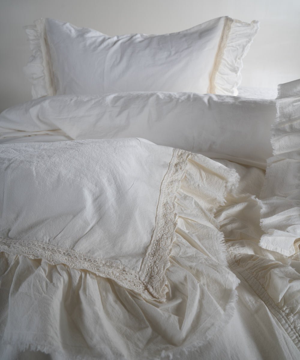 Stonewash 100% Soft Cotton Duvet Cover Set Francesca Snow White