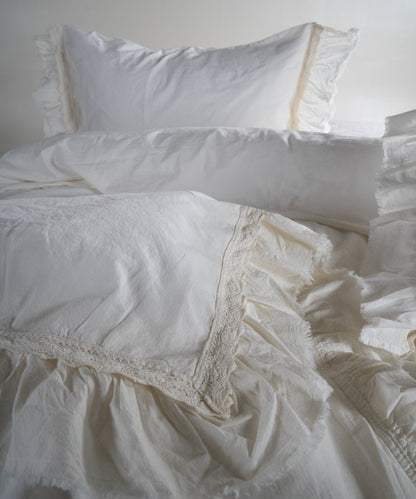 Stonewash 100% Soft Cotton Duvet Cover Set Francesca Snow White