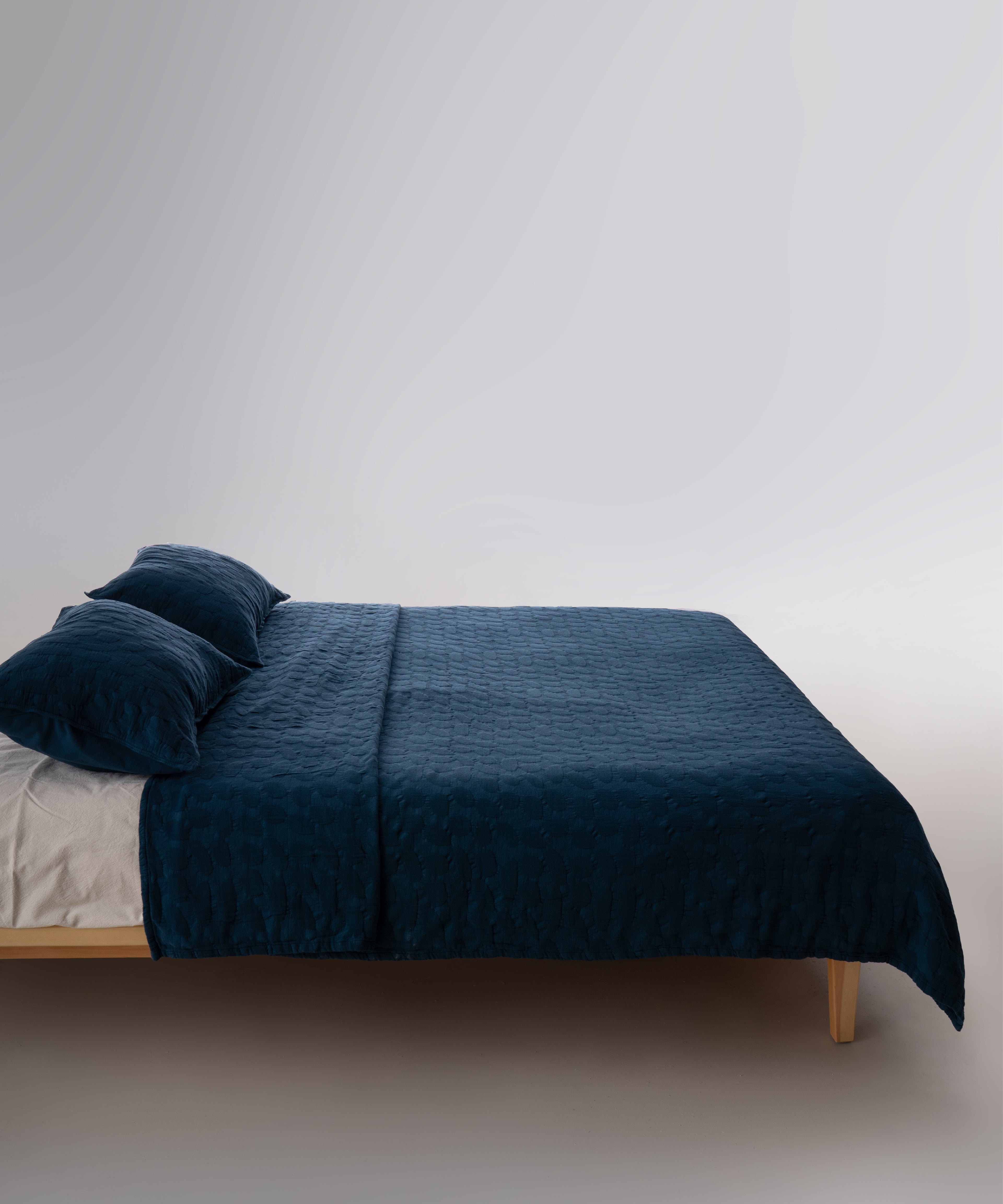Alphecca 100% Cotton Stonewashed Bedspread Set - Dress Blue
