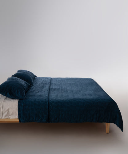 Alphecca 100% Cotton Stonewashed Bedspread Set - Dress Blue