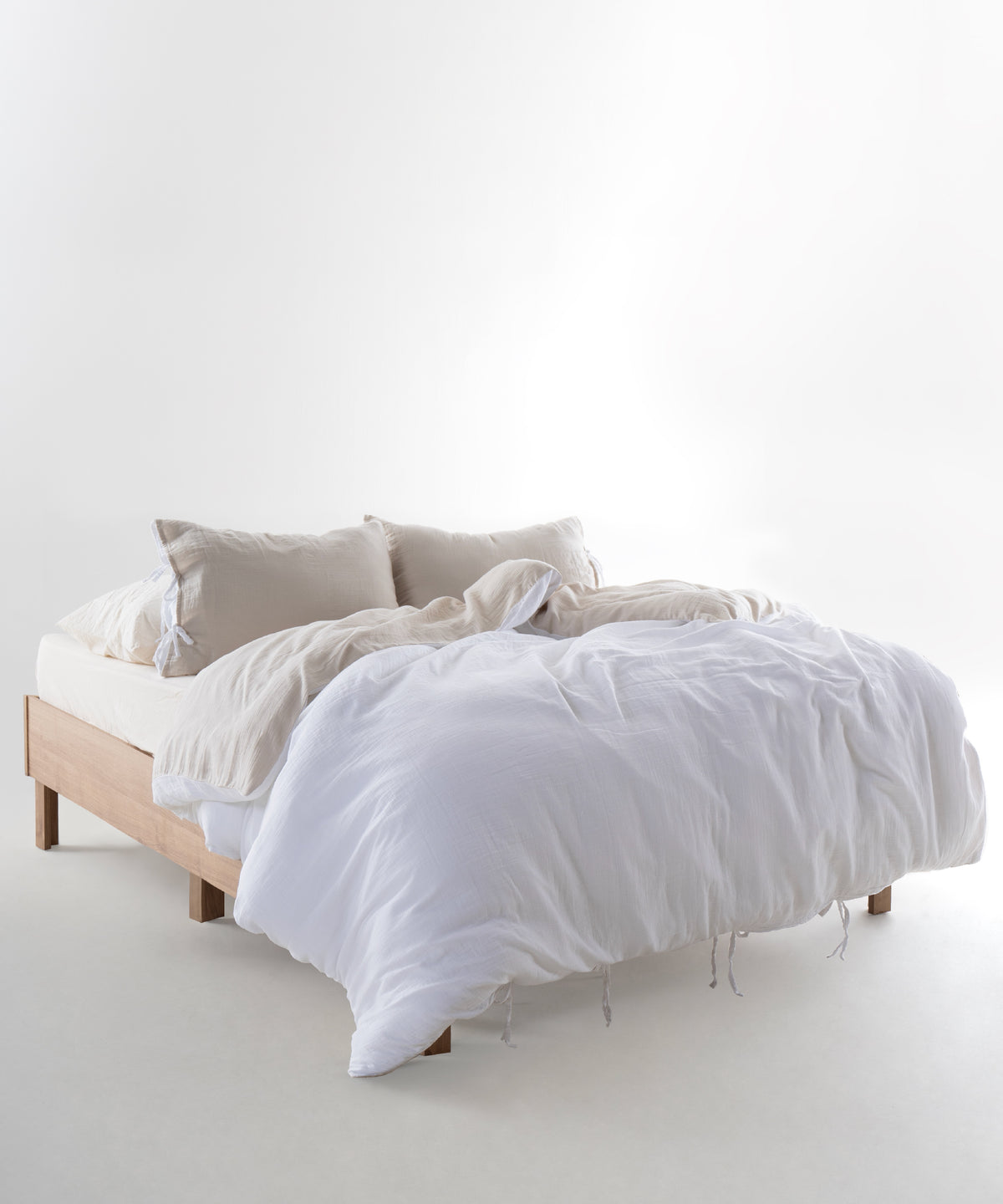 Esse 100% Natural Cotton Gauze-Muslin Duvet Cover Set Reversible Oxfordtan/Snow White