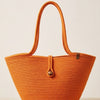 Boho Straw Style Button Closure Natural Shoulder Bag - Orange