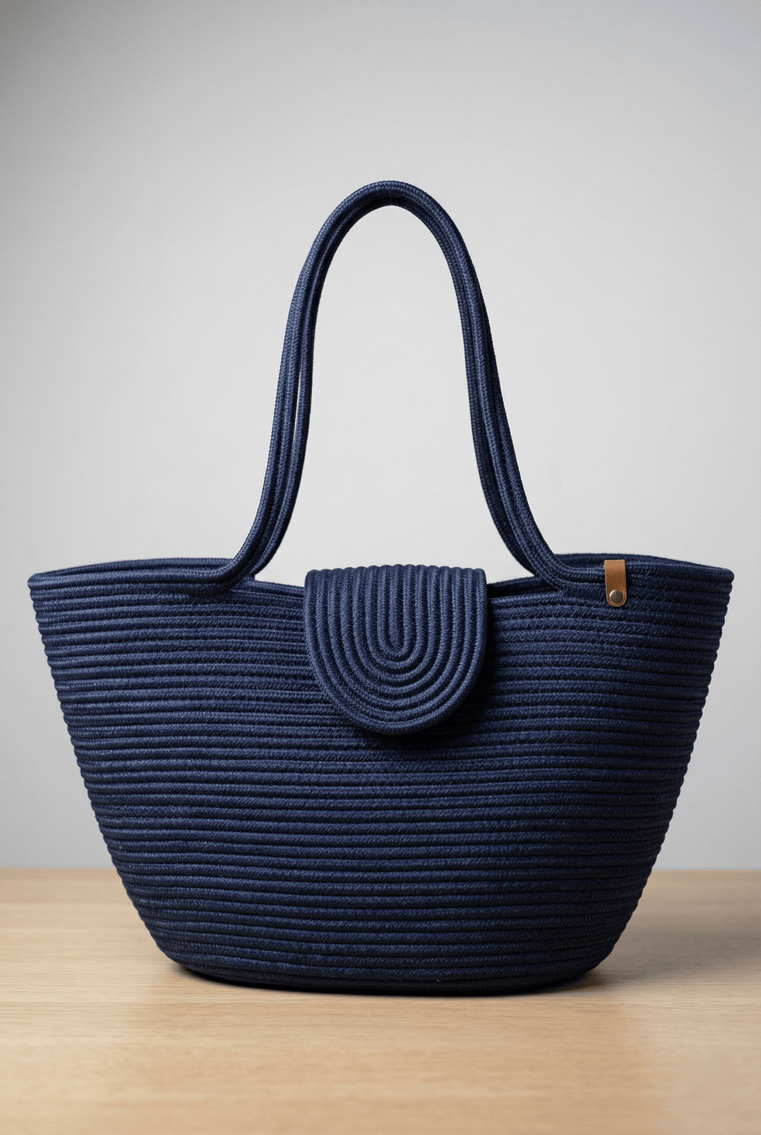 Boho Straw Style Magnetic Closure Natural Shoulder Bag - Dress Blue