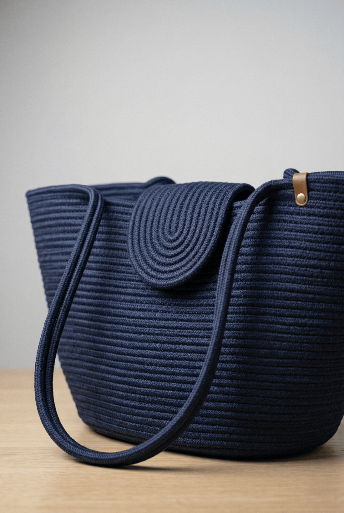 Boho Straw Style Magnetic Closure Natural Shoulder Bag - Dress Blue
