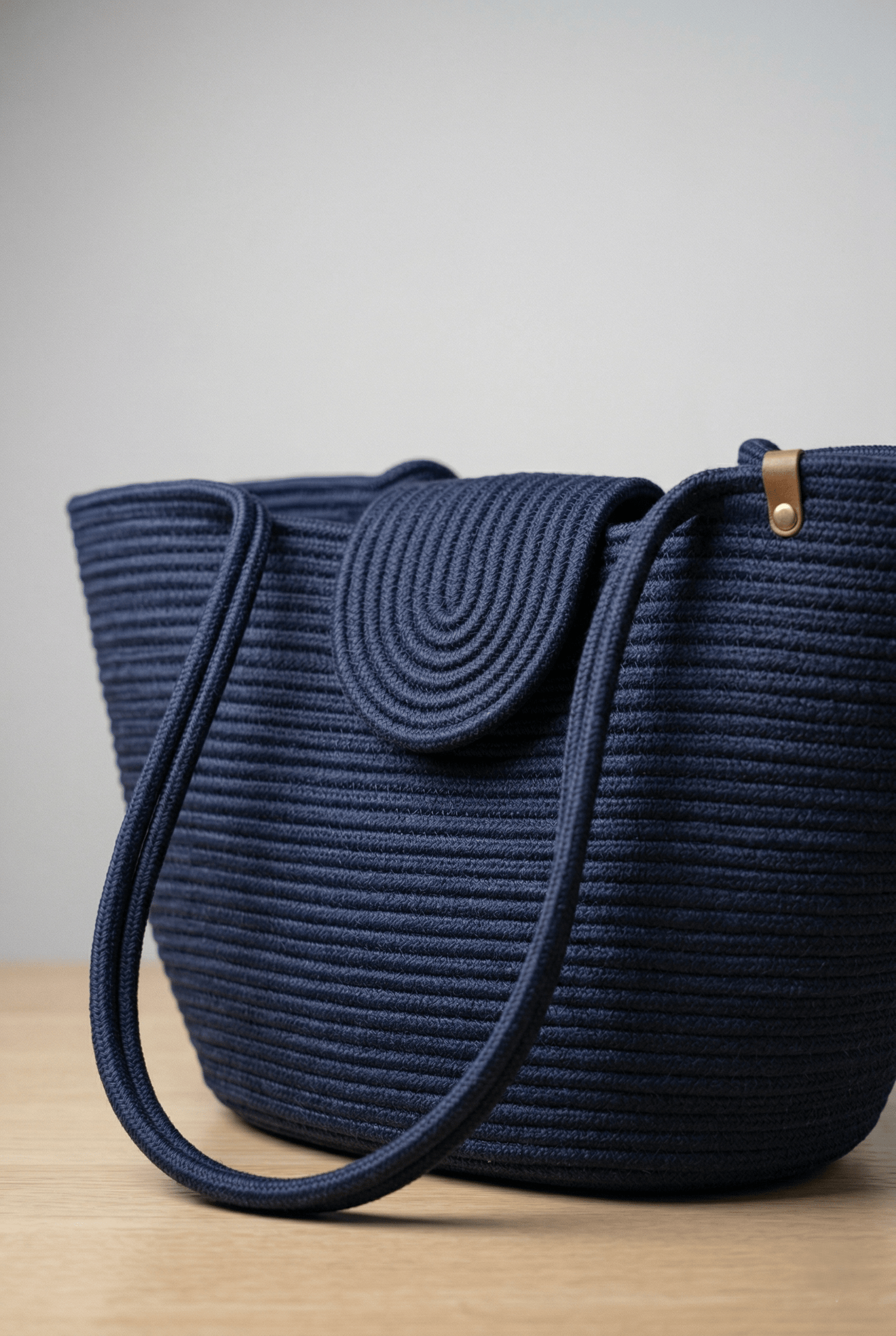 Boho Straw Style Magnetic Closure Natural Shoulder Bag - Dress Blue