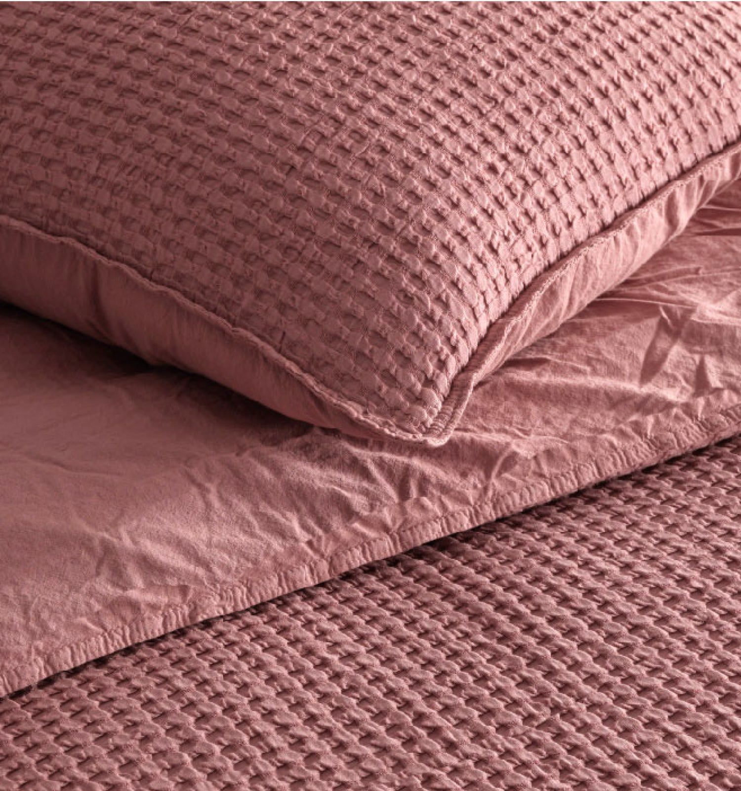 Bassin Stonewashed 100% Cotton Duvet Cover Set - Old Rosa