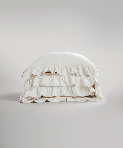Stonewash Exclusive 100% Soft Cotton Duvet Cover Set Snow White