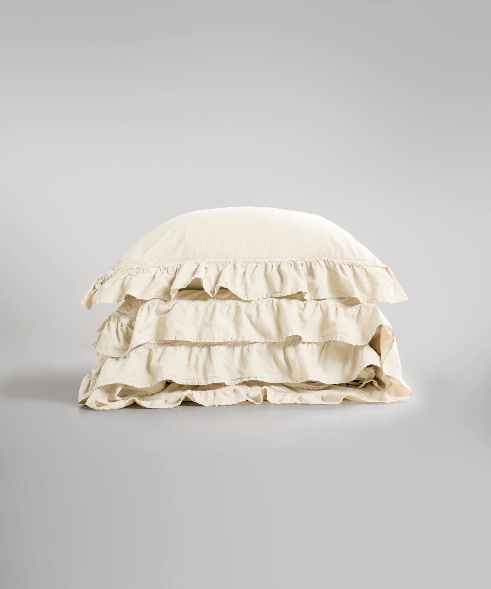 Stonewash Exclusive 100% Soft Cotton Duvet Cover Set Med Cream