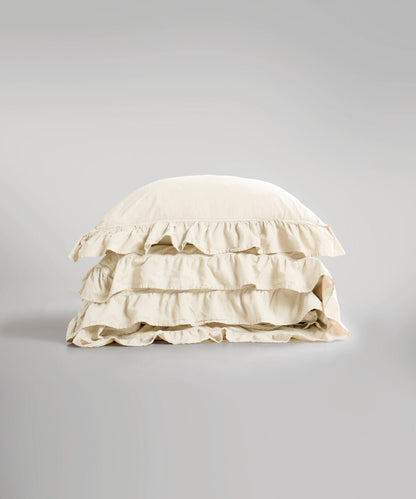 Stonewash Exclusive 100% Soft Cotton Duvet Cover Set Med Cream