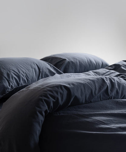 Stonewash 100% Soft Cotton Duvet Cover Set Natural Grey