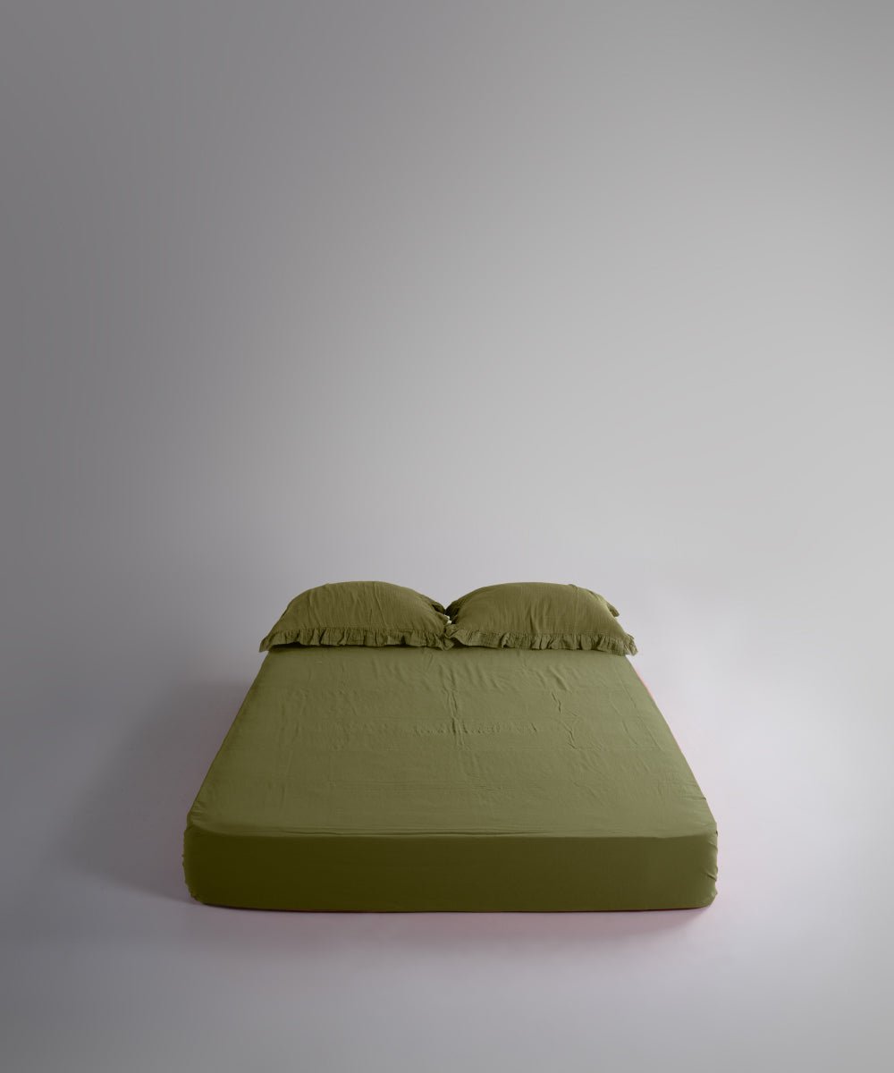 Esse Exclusive 100% Soft Cotton Gauze/Muslin Fitted Sheet Set Olive