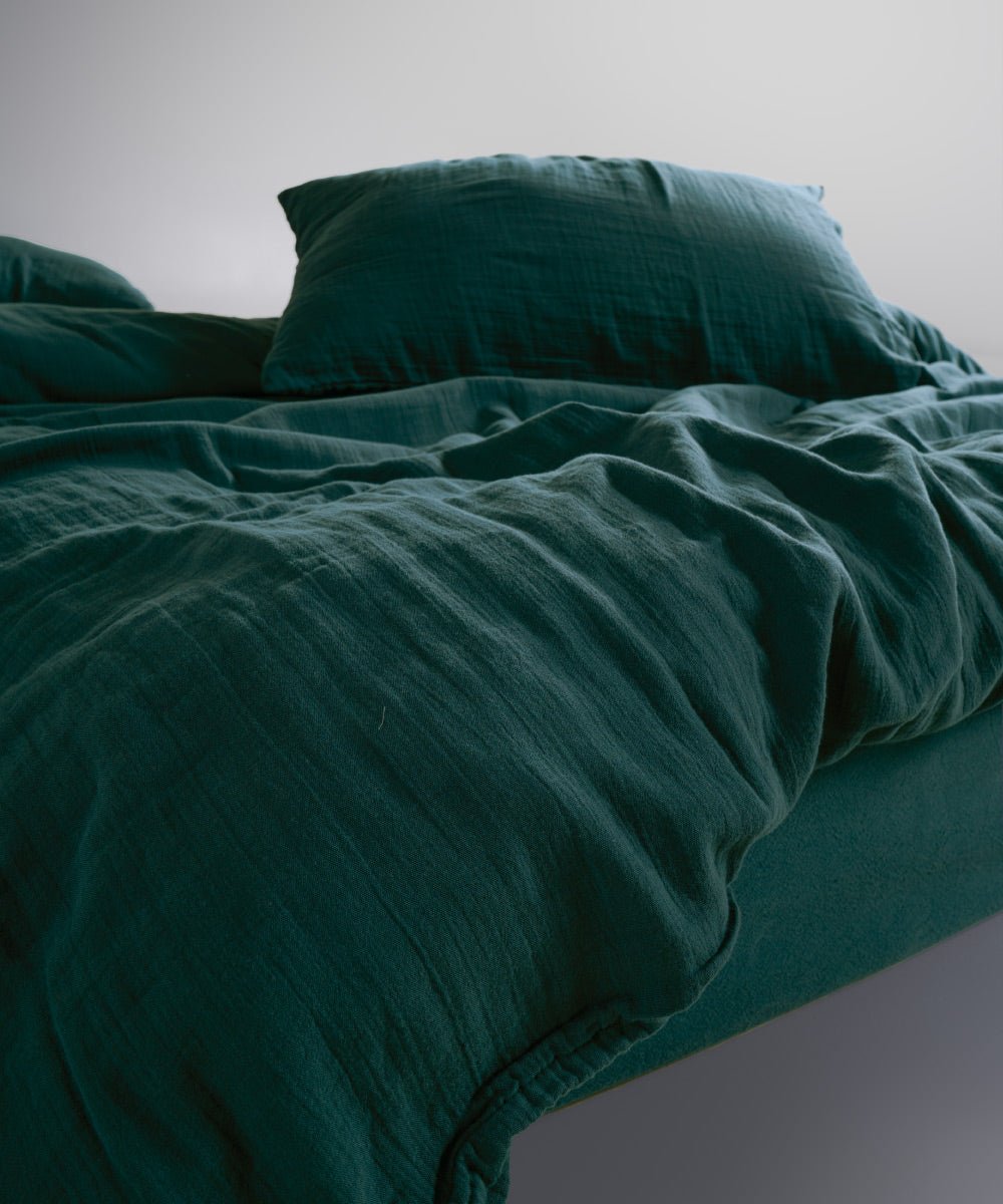 Esse 100% Soft Cotton Gauze/Muslin Duvet Cover - Dark Green