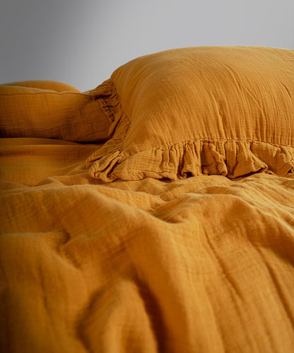 Esse Exclusive 100% Soft Cotton Gauze/Muslin Duvet Cover Set Mustard
