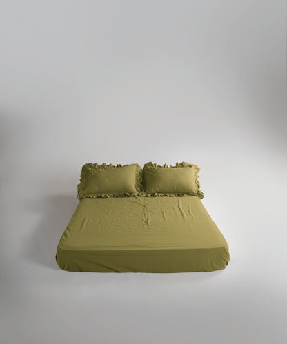 Stonewash Exclusive 100% Soft Cotton Fitted Sheet Set Olive