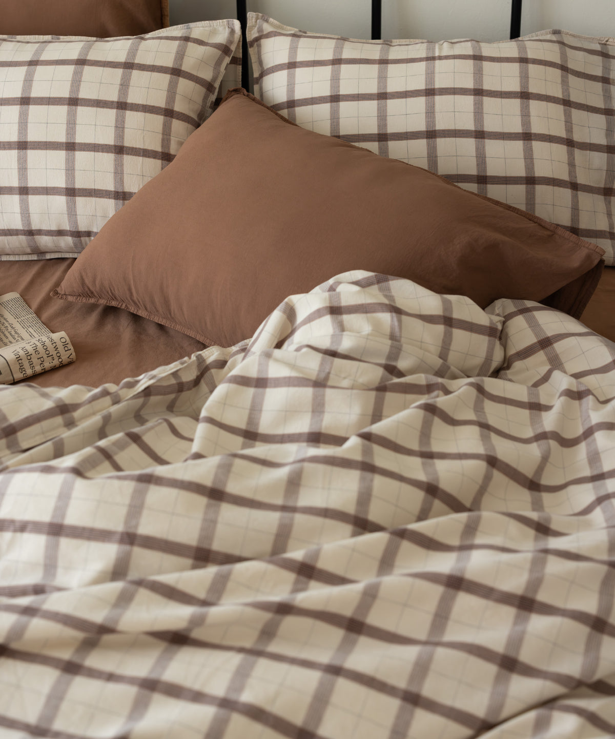 Rustic Striped&amp;Ruffled 100% Soft Cotton Duvet Cover Set - Garmentwashed | Limasso