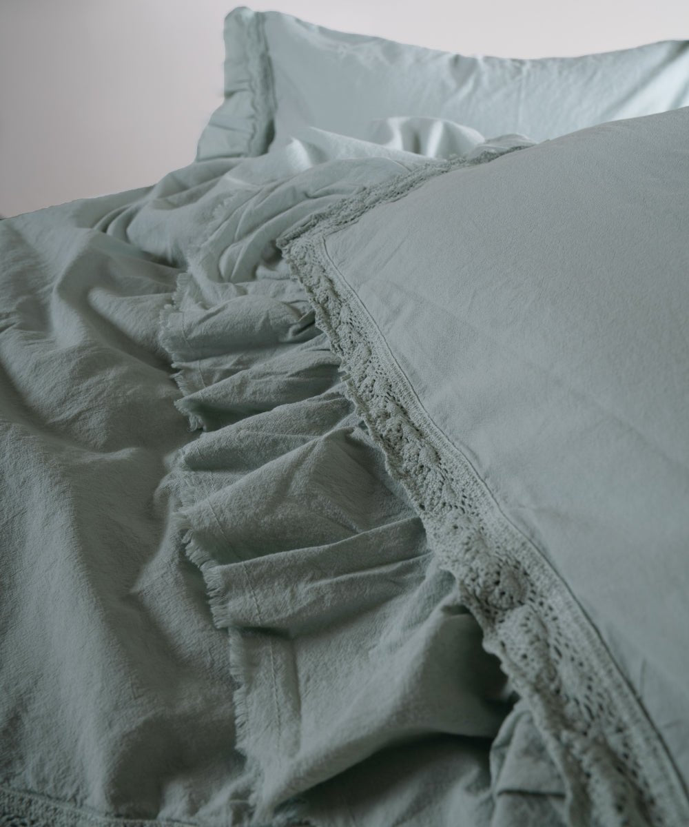 Stonewash 100% Soft Cotton Duvet Cover Set Francesca Mint