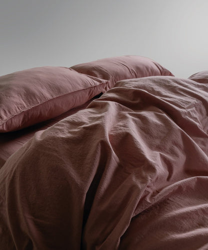 Stonewash 100% Soft Cotton Duvet Cover Old Rose