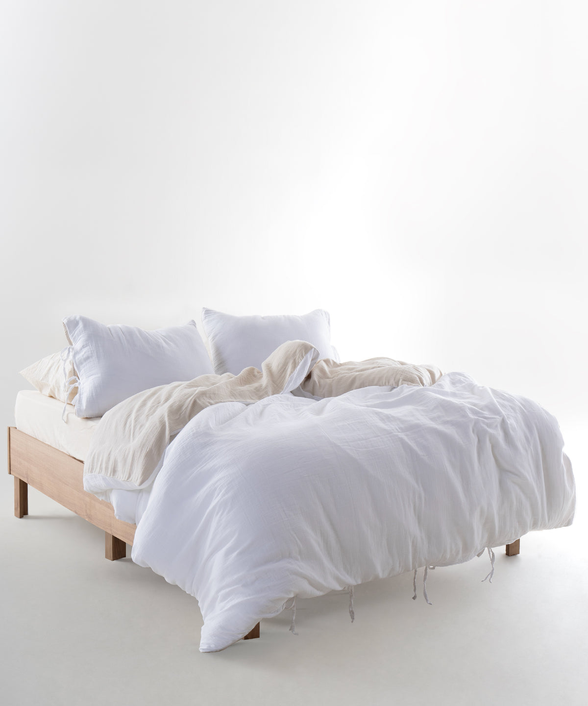 Esse 100% Natural Cotton Gauze-Muslin Duvet Cover Set Reversible Oxfordtan/Snow White