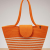 Boho Straw Style Magnetic Closure Natural Shoulder Bag - Orange & White