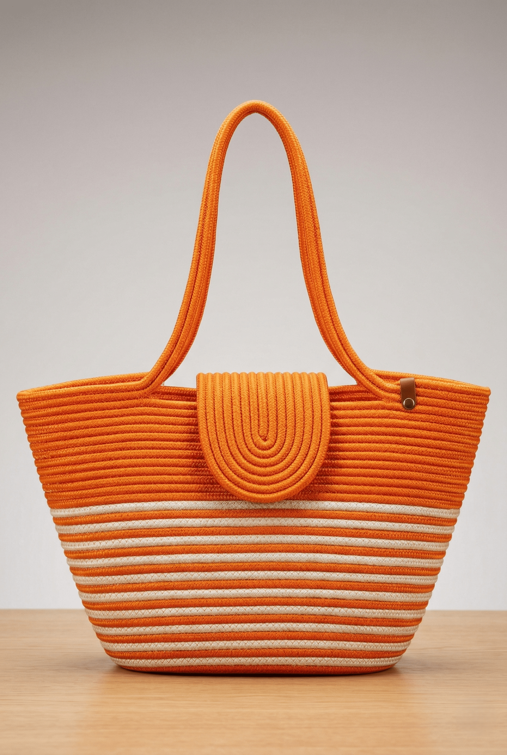 Boho Straw Style Magnetic Closure Natural Shoulder Bag - Orange &amp; White