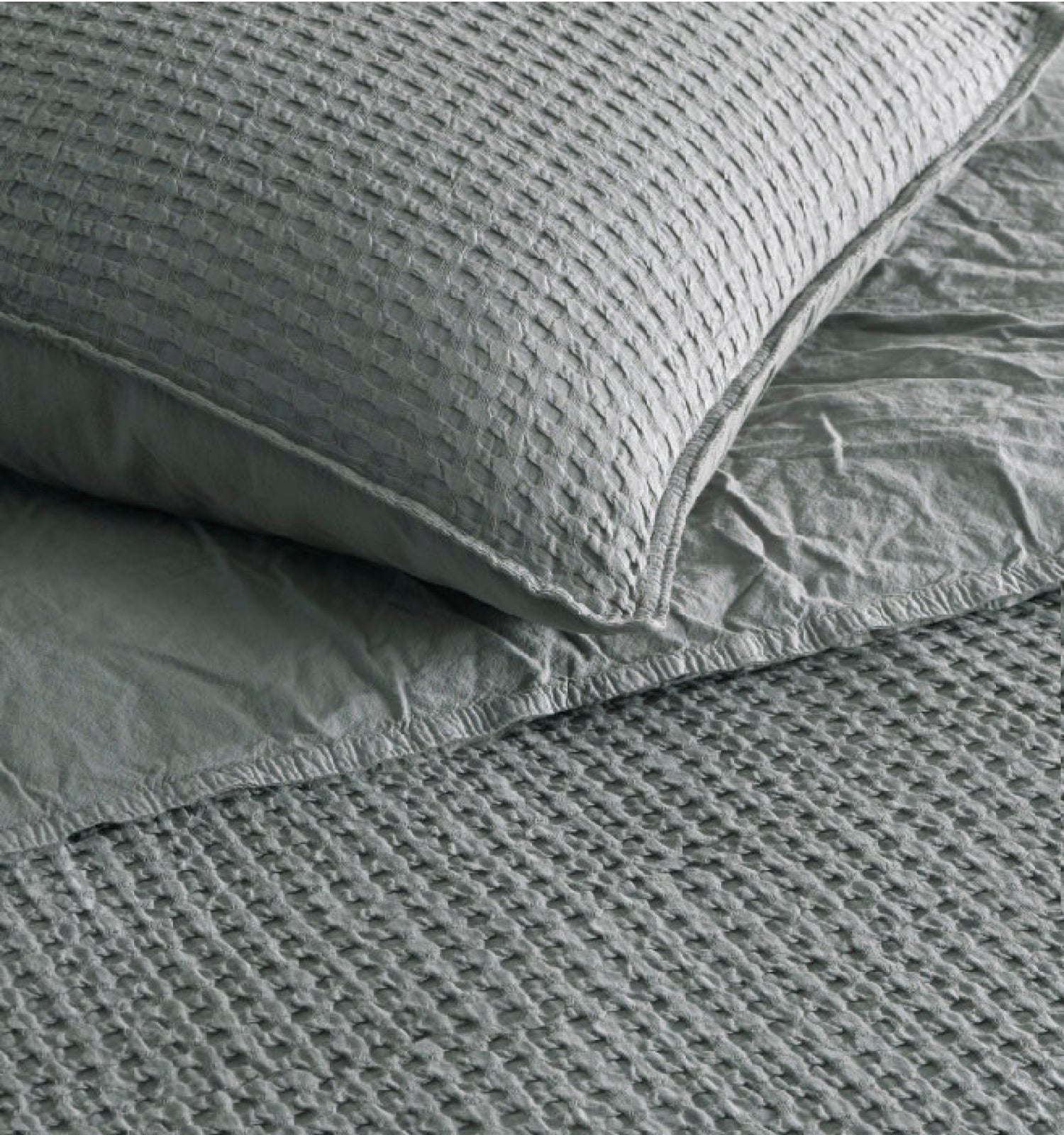 Bassin Stonewashed 100% Cotton Duvet Cover Set - Natural Green