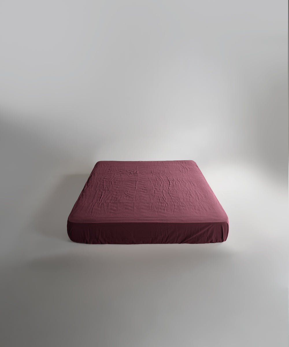 Stonewash 100% Soft Cotton Fitted Sheet Raspberry